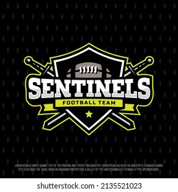 Modern professional logo emblem, with the image of a american football