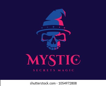 modern professional logo emblem mystic in blue and pink theme