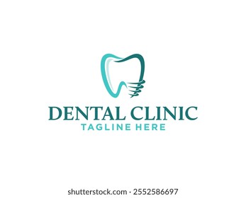 Um logotipo moderno e profissional com um dente estilizado com uma ilustração de implante dentário. Ideal para especialistas em implantes dentários, cirurgiões orais ou clínicas odontológicas que oferecem serviços de implantes.