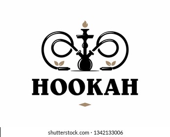 Modern professional logo hookah in gold and white theme
