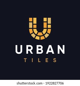 Modern professional logo with the image of ceramic tiles, for the construction industry