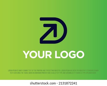 Modern professional logo letter D with an arrow inside 