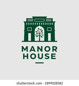 Modern professional logo manor house in green theme. eco logo house