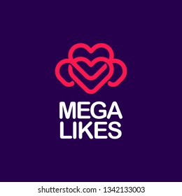 Modern professional logo mega likes in purple and pink theme