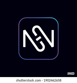 Modern professional logo monograma N in black background 