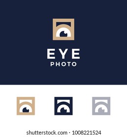 Modern professional logo photos eyes on black background