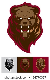 Modern professional logo set with grizzly bear for a sport team. Logotype. Label. Emblem. Mascot.