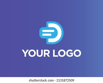 Modern professional logo in the shape of the letter D with a chat inside. 