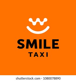 modern professional logo smile taxi in black and orange theme