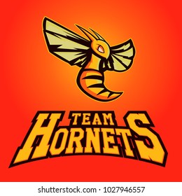 Modern professional logo for sport team. Hornet mascot. Hornets, vector symbol on a light background.