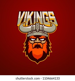 Modern professional logo for sport team. Viking mascot. Vikings, vector symbol on a dark background.