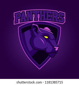 Modern professional logo for sport team. Panther mascot. Panthers, vector symbol on a dark background.