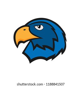 Modern professional logo for sport team. Blue Eagle mascot.