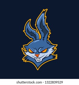 Modern professional logo for sport team  Evil rabbit mascot  Rabbits  vector symbol dark background 