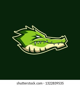 Modern professional logo for sport team. Alligator mascot. Crocodile, vector symbol on a dark background.