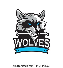 Modern professional logo of a wolf holding a bone.