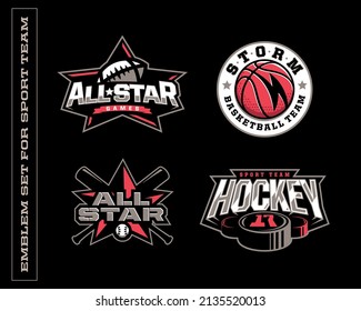 Modern professional logos and emblems for various sports teams 