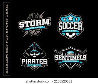 Modern professional logos and emblems for various sports teams 
