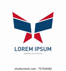 Modern professional metal wings shield template logo design