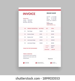 modern and professional minimal business invoice template vector format