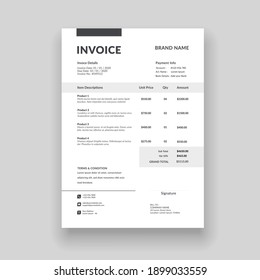 modern and professional minimal business invoice template vector format