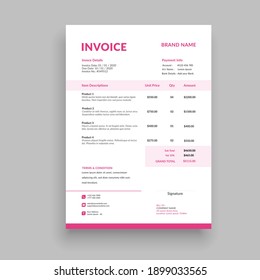 modern and professional minimal business invoice template vector format