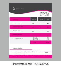 Modern and Professional minimal business invoice template .