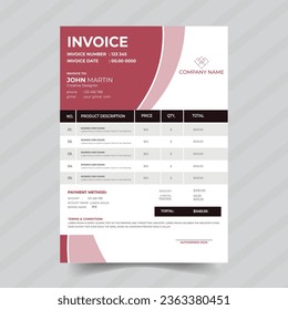 modern and professional minimal business invoice template vector format vector illustration bill form price invoice. Creative invoice template vector.