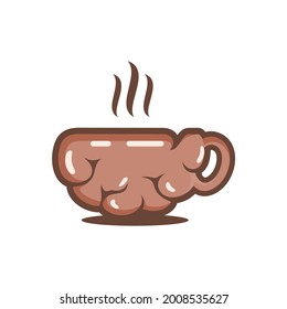 Modern, Professional, MInimalist Coffee Brain Cup Logo Vector