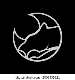 Modern, Professional, Minimalist Monochrome Rounded Shaped Panther Logo Symbol