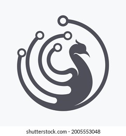 Modern, Professional, Minimalist Phoenix Bird Technology And Industrial Logo