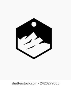 Modernes und professionelles Design für das Berggipfellogo. Outdoor Wandererlebnis Wildnis Reisesymbol. Vektorgrafik.