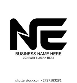 Diseño de logotipo NE profesional moderno para empresas y startups, marca NE única, identidad NE creativa, ícono NE versátil, inspiración minimalista de logotipo plano y de Vector, perfecto para identidad corporativa y de marca