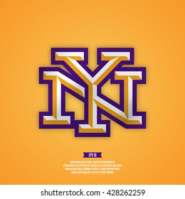 Modern professional New york city baseball sport style logo. NY monogram.