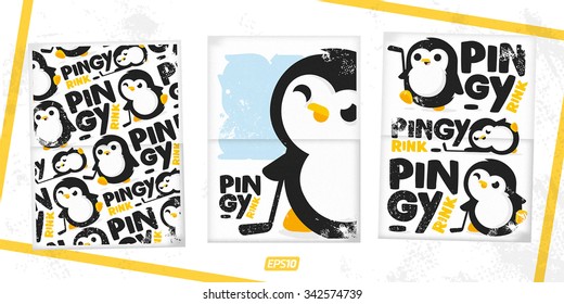 Modern professional penguin logo for a kids ice rink