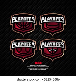 Modern professional playoffs sports logo design. Basketball, hockey, american football, baseball, sign.