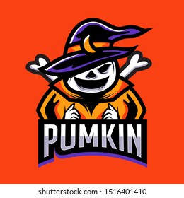 modern professional pumkin sport logo or mascot illustration. Premium quality for halloween event