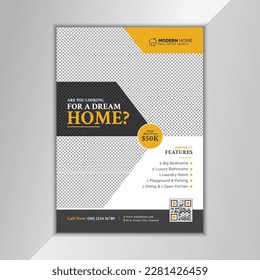 Modern Professional Real Estate Flyer, Home Sale Flyer Poster Leaflet Vector Template Design for Advertising, Housing or Property Business Agency