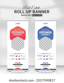 Modern Professional Roll-up Banner for Business Events and Conference with Sleek Layout and Simple Design	