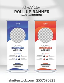 Modern Professional Roll-up Banner for Business Events and Conference with Sleek Layout and Simple Design	