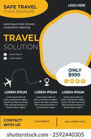 A modern and professional Safe Travel Flyer Template designed for tourism agencies, vacation packages, and travel promotions. 