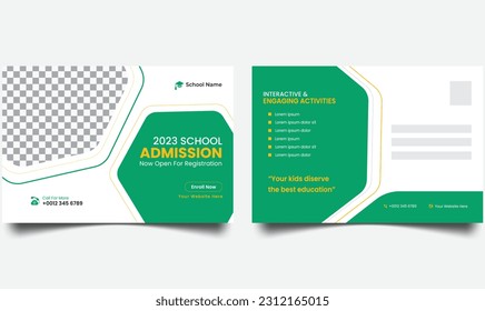 Modern professional school admission postcard template design