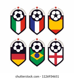 Modern professional set of balls emblem and stickers for football or tournament
