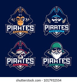 Modern professional set emblem pirates  for baseball team
