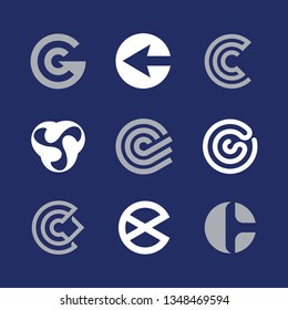 Modern professional set logos C technology in blue theme