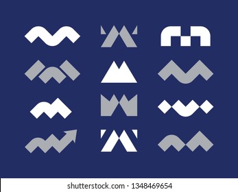 Modern professional set logos M geometric in blue theme