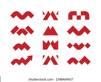Modern professional set logos M geometric in red theme