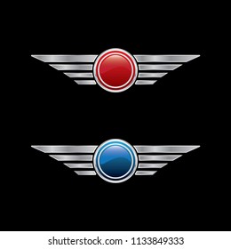 Modern professional silver wings shield logo design vector