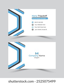 Diseño de tarjeta de visita simple profesional moderno, Plantilla de tarjeta de visita corporativa de doble cara limpia moderna de Vector creativo, Ilustración de Plantilla de diseño de tarjeta de visita personal editable única