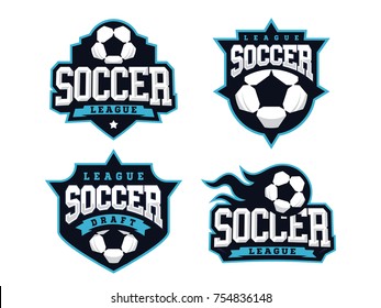 Modern professional soccer logo set for sport team.